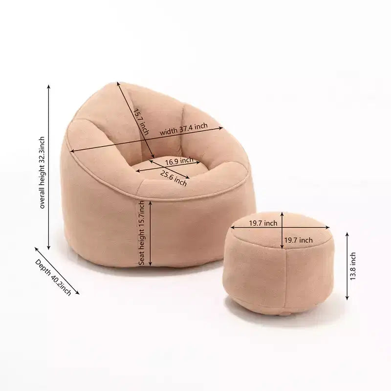 Poltrona a sacco con pouf, comoda poltrona a sacco, poltrone a sacco moderne con poggiapiedi per soggiorno, camera da letto, appartamento, dormitorio