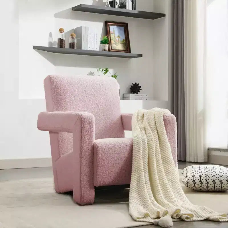 Hyleory Poltrona Moderna 73,9 cm, Poltrona Adirondack Imbottita in Pile di Agnello per Soggiorno, Sala Trucco, Camera da Letre.