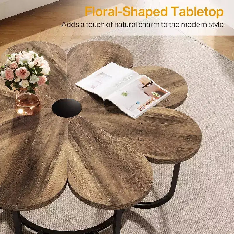 Tavolino da caffè a forma di fiore Lantine Modern 39,4 pollici