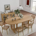 Dovelina Mid-Century Oval Wood Dining Table Set 6 People - 67, Natural Wood