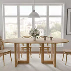 Dovelina Tavolo da Pranzo Ovale Mid-Century in Legno Set 6 Persone - 67, Legno Naturale