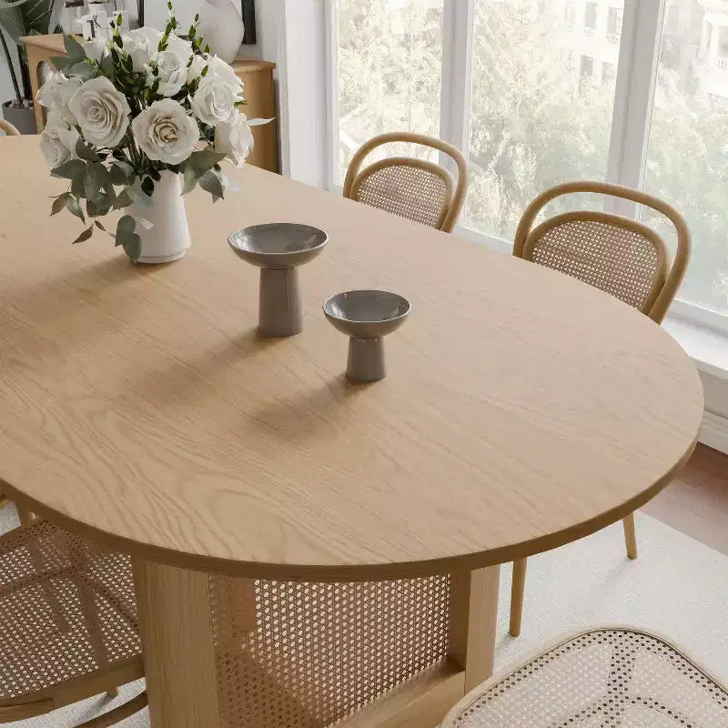Dovelina Tavolo da Pranzo Ovale Mid-Century in Legno Set 6 Persone - 67, Legno Naturale