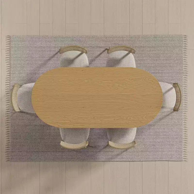 Dovelina Tavolo da Pranzo Ovale Mid-Century in Legno Set 6 Persone - 67, Legno Naturale