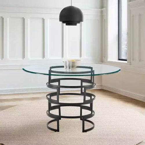 Armen Living Diaz Tavolo da pranzo rotondo in vetro