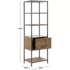 Jola Etagere a 5 Ripiani e 1 Cassetto - ETG6400 - Rovere Rustico/Canna di Fucile - Safavieh