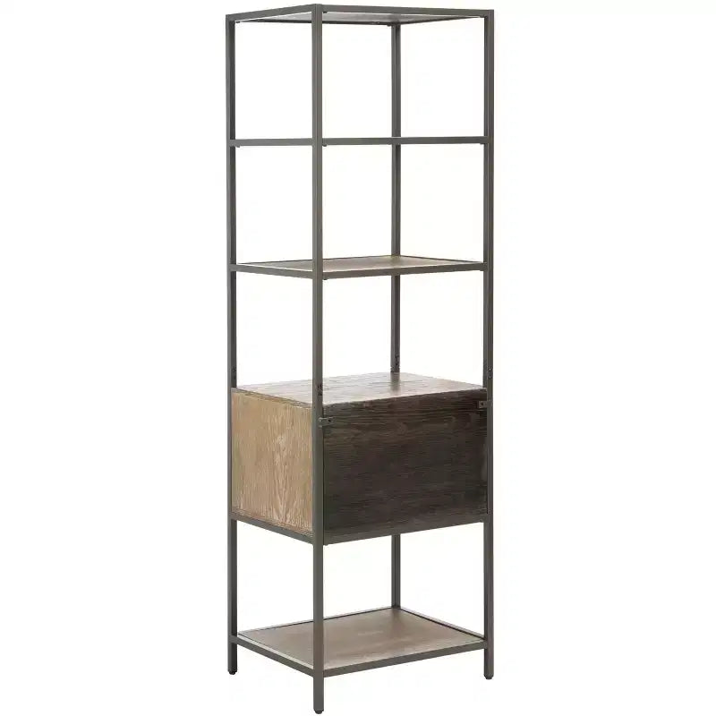 Jola Etagere a 5 Ripiani e 1 Cassetto - ETG6400 - Rovere Rustico/Canna di Fucile - Safavieh