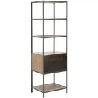 Jola Etagere a 5 Ripiani e 1 Cassetto - ETG6400 - Rovere Rustico/Canna di Fucile - Safavieh