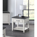 Tavolino da salotto con 1 cassetto Coastal Casual – Bianco antico e grigio, 61 cm (altezza)