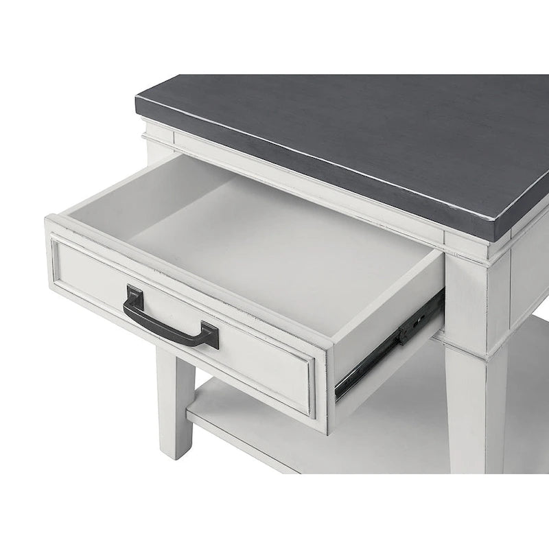 Tavolino da salotto con 1 cassetto Coastal Casual – Bianco antico e grigio, 61 cm (altezza)