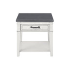 Tavolino da salotto con 1 cassetto Coastal Casual – Bianco antico e grigio, 61 cm (altezza)