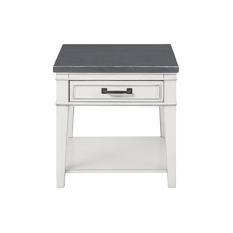 Tavolino da salotto con 1 cassetto Coastal Casual – Bianco antico e grigio, 61 cm (altezza)