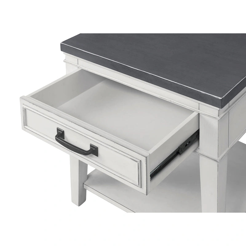 Tavolino da salotto con 1 cassetto Coastal Casual – Bianco antico e grigio, 61 cm (altezza)