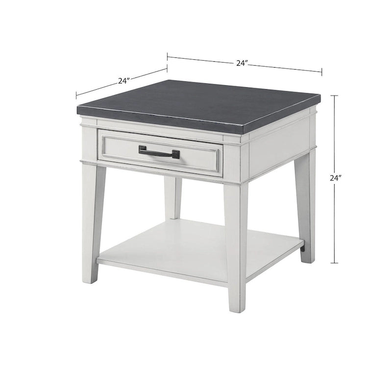 Tavolino da salotto con 1 cassetto Coastal Casual – Bianco antico e grigio, 61 cm (altezza)