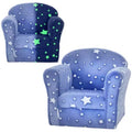 Qaba Kids Sofa Chair, Toddler Sofa w/ Glow in the Dark Star Design & Wooden Frame, Upholstered Baby Sofa for 18-36 Months