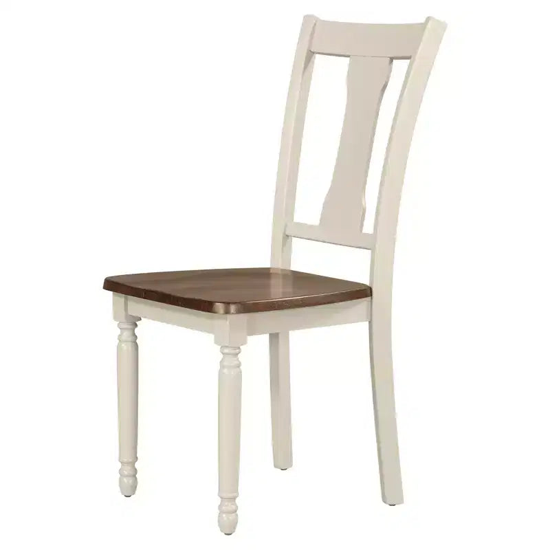 Set da pranzo retrò da 6 pezzi con 1 tavolo da pranzo in legno, 4 sedie e 1 panca, marrone + bianco - ModernLuxe