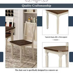 Set da pranzo retrò da 6 pezzi con 1 tavolo da pranzo in legno, 4 sedie e 1 panca, marrone + bianco - ModernLuxe