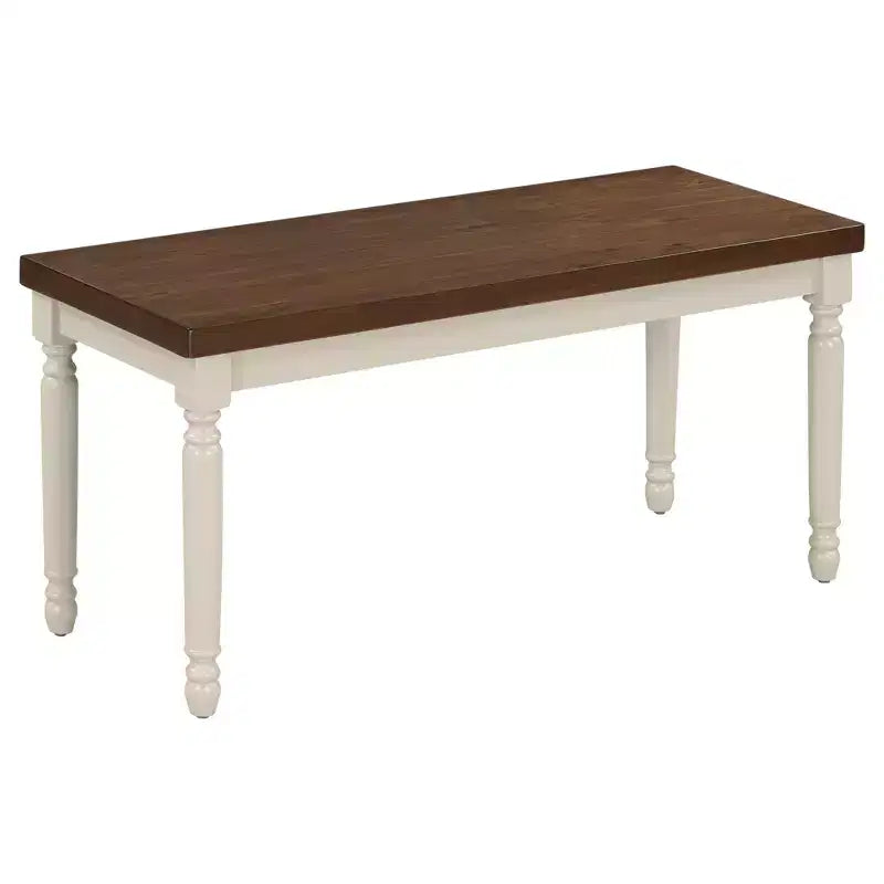 Set da pranzo retrò da 6 pezzi con 1 tavolo da pranzo in legno, 4 sedie e 1 panca, marrone + bianco - ModernLuxe