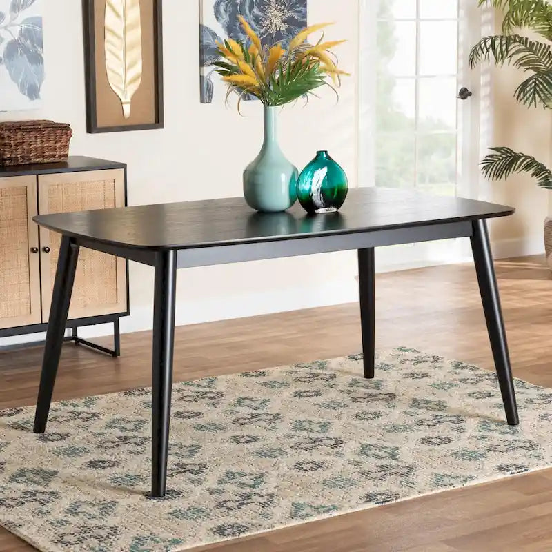 Tavolo da pranzo Mid-Century Modern in legno di gomma – 6 posti, 150 cm L