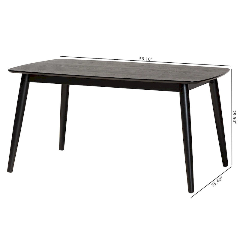 Tavolo da pranzo Mid-Century Modern in legno di gomma – 6 posti, 150 cm L