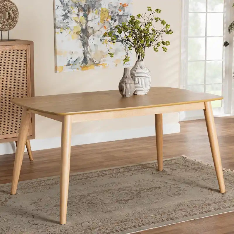 Tavolo da pranzo Mid-Century Modern in legno di gomma – 6 posti, 150 cm L