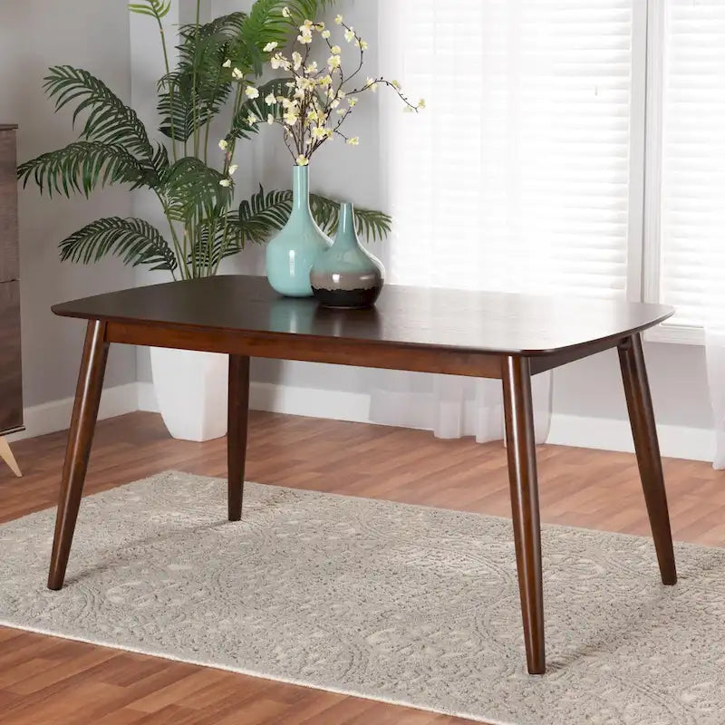 Tavolo da pranzo Mid-Century Modern in legno di gomma – 6 posti, 150 cm L