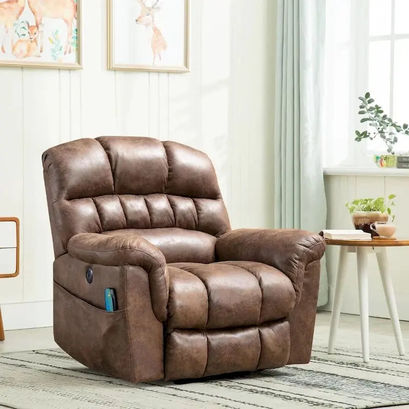 Poltrona reclinabile con sollevamento elettrico in microsuede, massaggio e riscaldamento