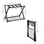 Costway Portavaligie Pieghevole con Scaffale, Porta Scarpe e Valigie, Supporto in Legno
