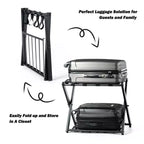Costway Portavaligie Pieghevole con Scaffale, Porta Scarpe e Valigie, Supporto in Legno
