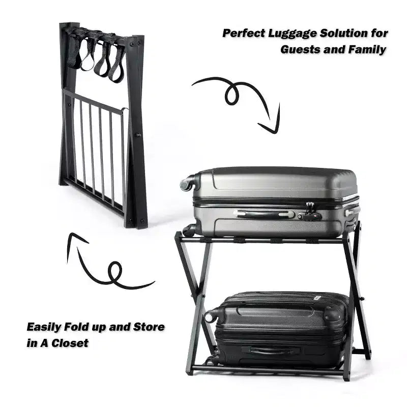 Costway Portavaligie Pieghevole con Scaffale, Porta Scarpe e Valigie, Supporto in Legno