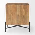 Tavolino d'appoggio con 2 cassetti in legno massello marrone chiaro e struttura in ferro nero – 22"L x 22"P x 26"H