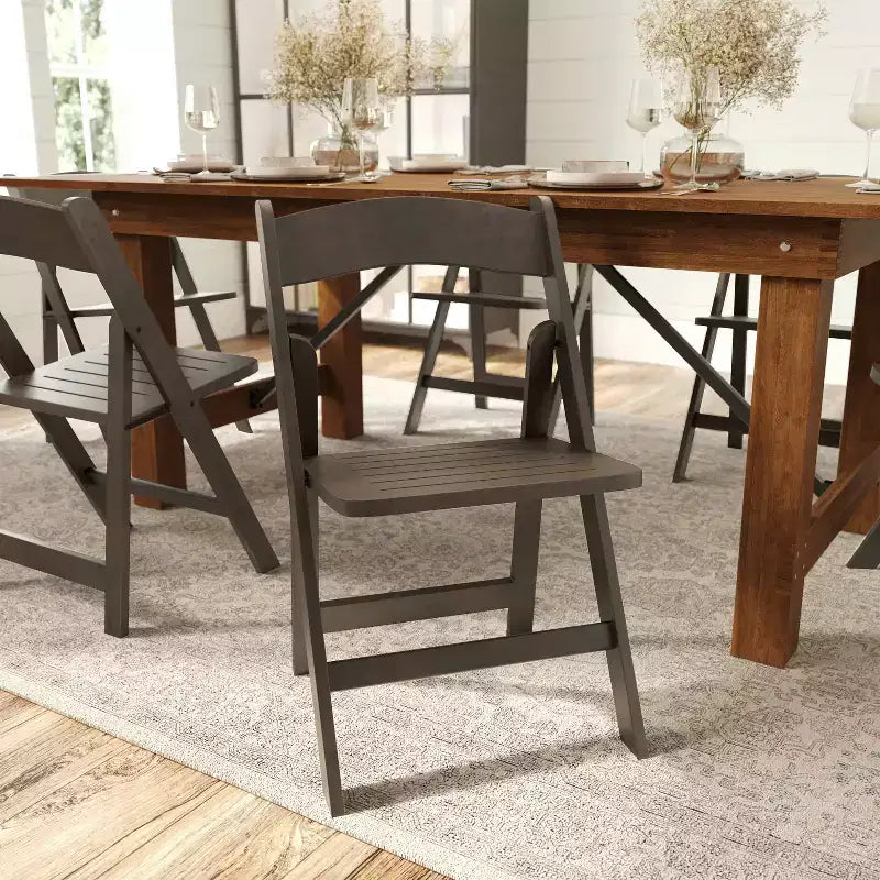 Set di 2 sedie da pranzo Merrick Lane in legno massello con design pieghevole e finitura elegante