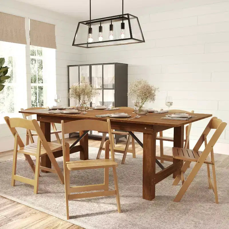 Set di 2 sedie da pranzo Merrick Lane in legno massello con design pieghevole e finitura elegante