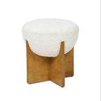 Jennifer Taylor Home Bali Pouf Rotondo Rivestito in Tessuto con Base in Legno Naturale