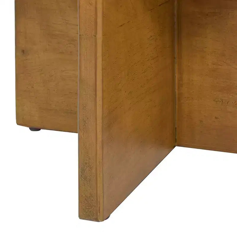 Jennifer Taylor Home Bali Pouf Rotondo Rivestito in Tessuto con Base in Legno Naturale
