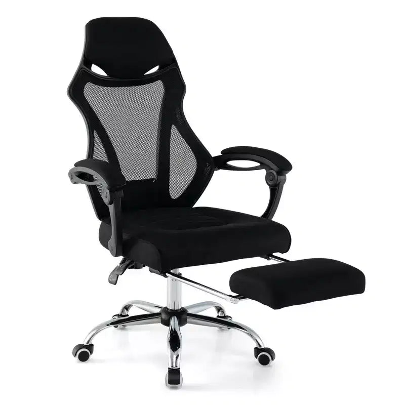 Sedia da ufficio ergonomica in rete Costway con poggiapiedi e schienale inclinabile e regolabile in altezza