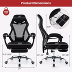Sedia da ufficio ergonomica in rete Costway con poggiapiedi e schienale inclinabile e regolabile in altezza