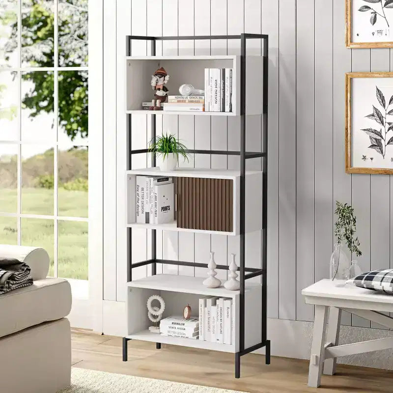 Hyleory Libreria a Tre Ante, Mobile Contenitore Verticale, Armadietto Decorativo