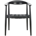 Poltrona d'Appoggio in Pelle Intrecciata e Legno Massiccio (Completamente Assemblata) – 63,5 cm L x 56 cm P x 56 cm H