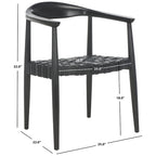 Poltrona d'Appoggio in Pelle Intrecciata e Legno Massiccio (Completamente Assemblata) – 63,5 cm L x 56 cm P x 56 cm H