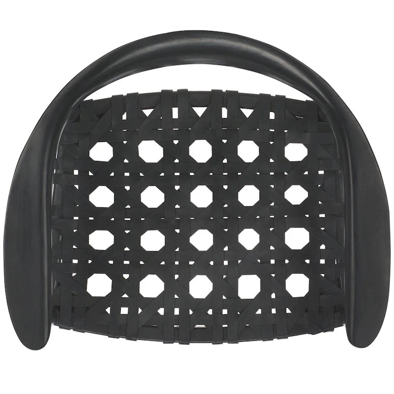 Poltrona d'Appoggio in Pelle Intrecciata e Legno Massiccio (Completamente Assemblata) – 63,5 cm L x 56 cm P x 56 cm H