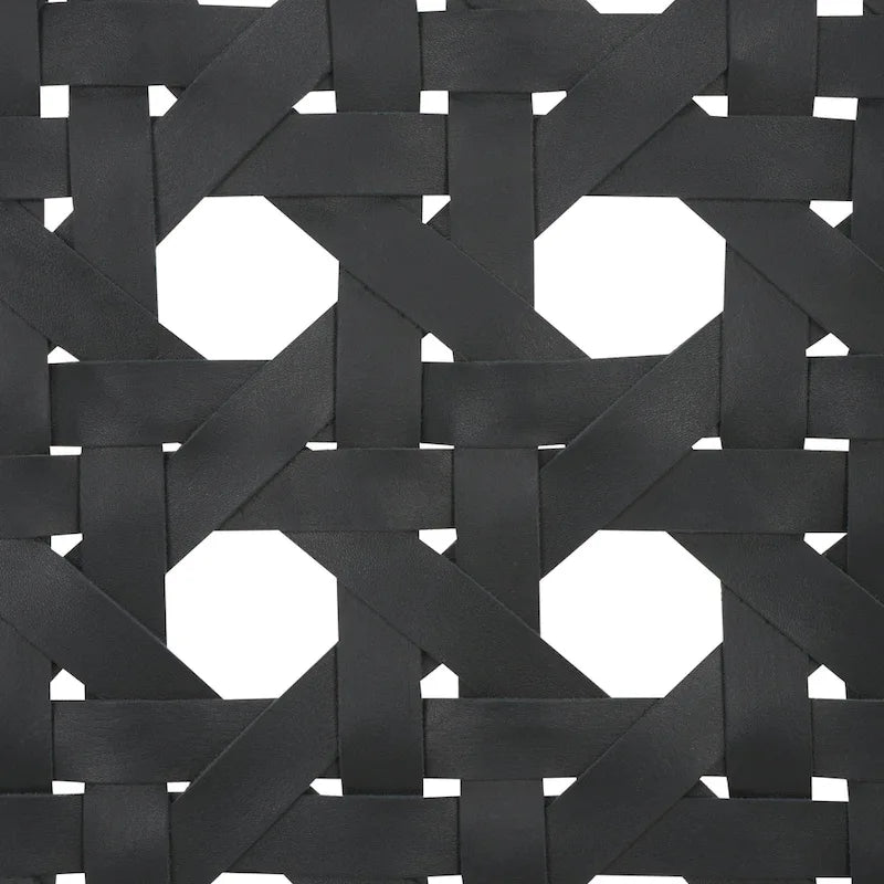 Poltrona d'Appoggio in Pelle Intrecciata e Legno Massiccio (Completamente Assemblata) – 63,5 cm L x 56 cm P x 56 cm H