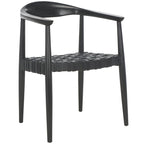 Poltrona d'Appoggio in Pelle Intrecciata e Legno Massiccio (Completamente Assemblata) – 63,5 cm L x 56 cm P x 56 cm H