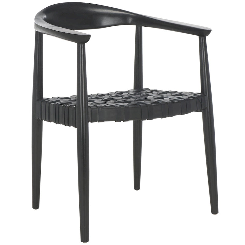 Poltrona d'Appoggio in Pelle Intrecciata e Legno Massiccio (Completamente Assemblata) – 63,5 cm L x 56 cm P x 56 cm H
