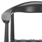 Poltrona d'Appoggio in Pelle Intrecciata e Legno Massiccio (Completamente Assemblata) – 63,5 cm L x 56 cm P x 56 cm H