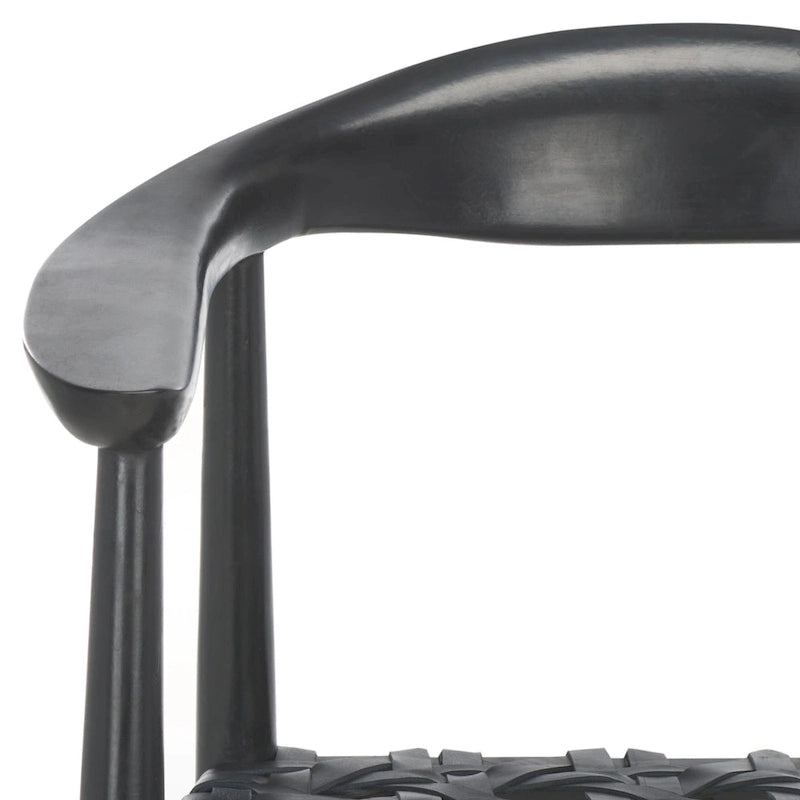 Poltrona d'Appoggio in Pelle Intrecciata e Legno Massiccio (Completamente Assemblata) – 63,5 cm L x 56 cm P x 56 cm H