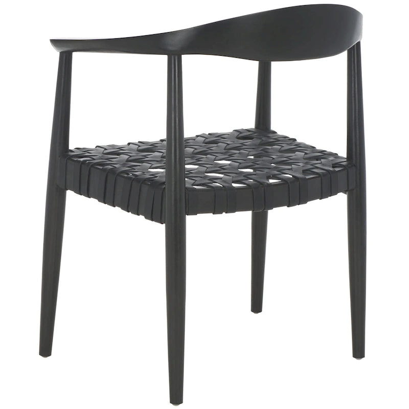 Poltrona d'Appoggio in Pelle Intrecciata e Legno Massiccio (Completamente Assemblata) – 63,5 cm L x 56 cm P x 56 cm H