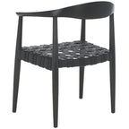 Poltrona d'Appoggio in Pelle Intrecciata e Legno Massiccio (Completamente Assemblata) – 63,5 cm L x 56 cm P x 56 cm H