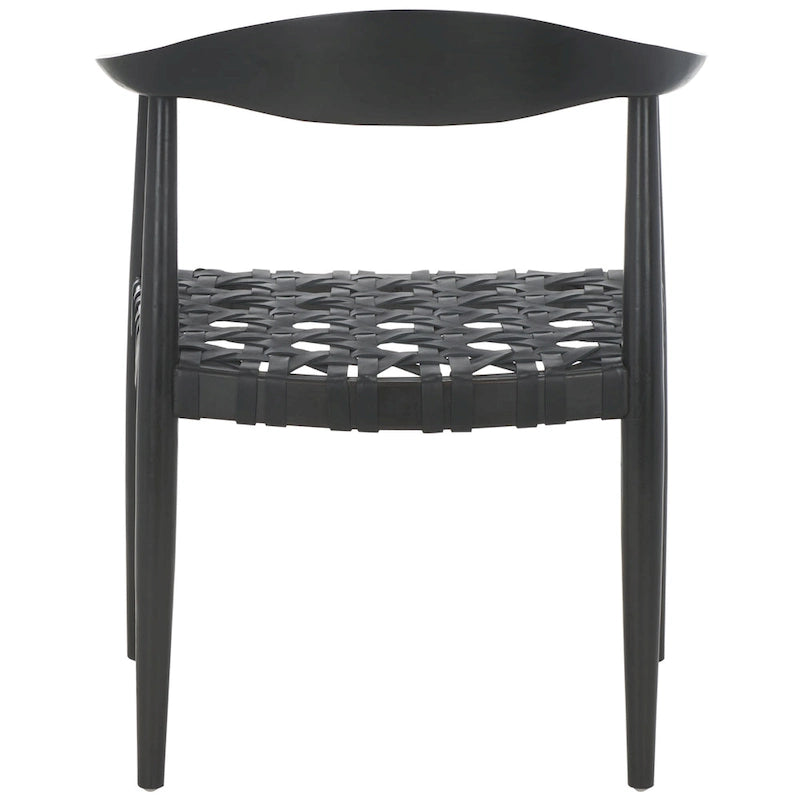 Poltrona d'Appoggio in Pelle Intrecciata e Legno Massiccio (Completamente Assemblata) – 63,5 cm L x 56 cm P x 56 cm H