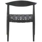 Poltrona d'Appoggio in Pelle Intrecciata e Legno Massiccio (Completamente Assemblata) – 63,5 cm L x 56 cm P x 56 cm H