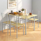 Costway Set 5 Pezzi Tavolo da Pranzo Cucina in Legno e Metallo con 4 Sedie Noce/Naturale
